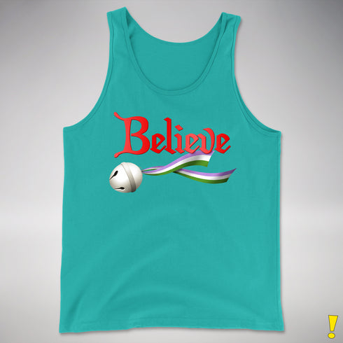 Believe Genderqueer Pride Jingle Bell Premium Tank Top - Teal